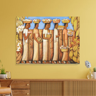 Earthy Tones Art Deco Mexican Indigenous Women Canvas Print