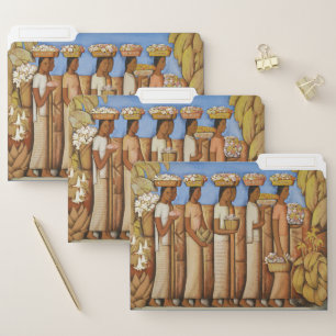 Earthy Tones Art Deco Mexican Indigenous Women File Folder