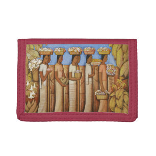 Earthy Tones Art Deco Mexican Indigenous Women Trifold Wallet