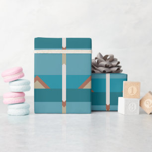 Earthy Tones Brown, Blue Elegant Modern Geometric Wrapping Paper