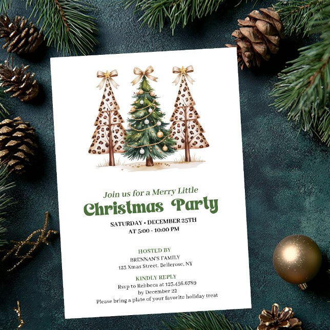Earthy tones Christmas tree leopard print invite (Earthy tones Christmas tree leopard print invite)