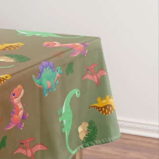 Earthy Tones Dinosaur and Dino Eggs Tablecloth