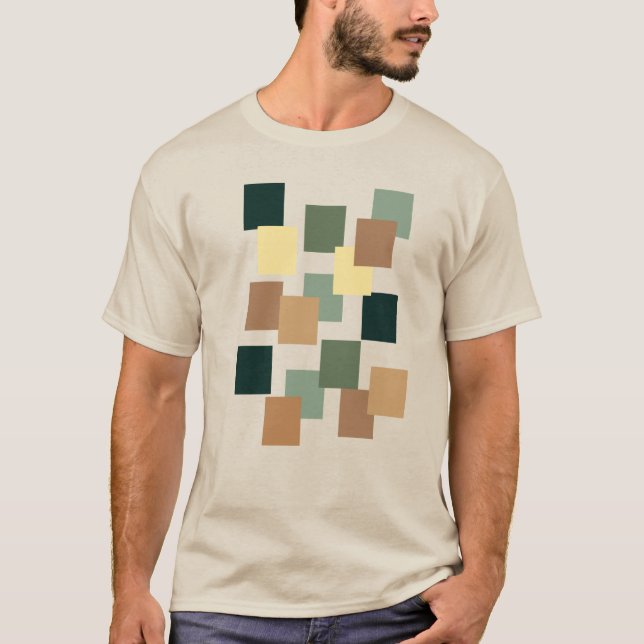 Earthy Tones Modern Geometric Rectangle design T-Shirt (Front)