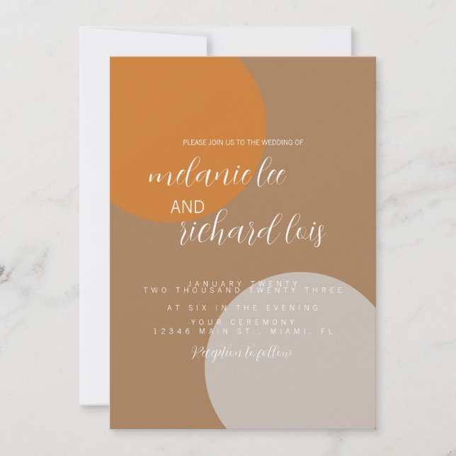 Earthy Tones Natural Circular Wedding  Invitation (Front)