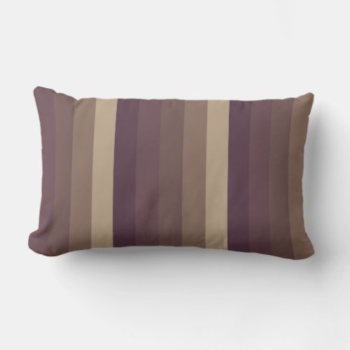Earthy Tones Purple and Brown Colorful Striped Lumbar Pillow