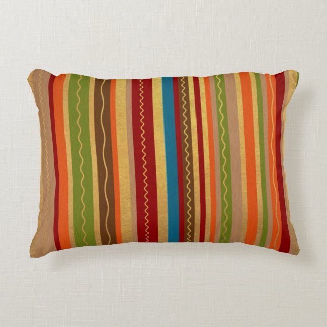 Earthy Tones Stripes Accent Pillow (Front)