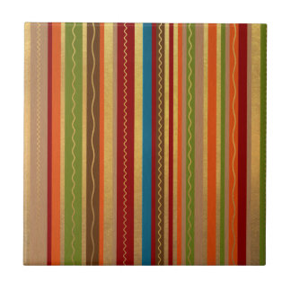 Earthy Tones Stripes Ceramic Tile