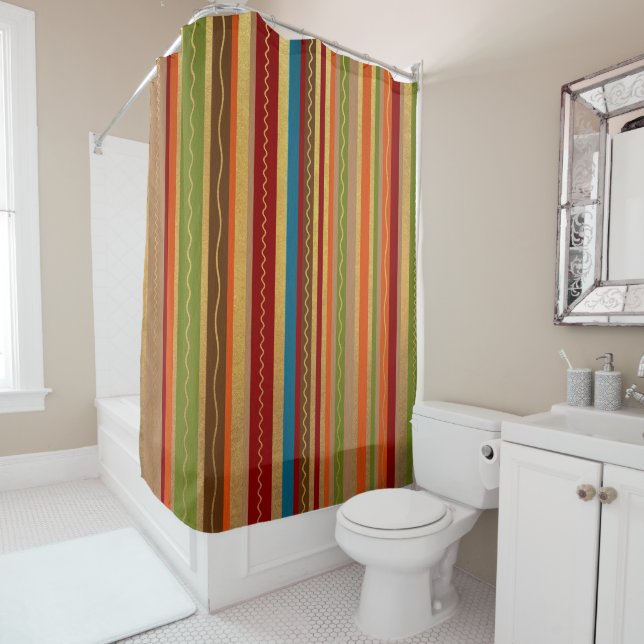 Earthy Tones Stripes  Shower Curtain (In Situ)