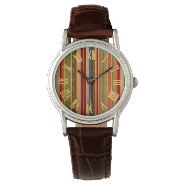 Earthy Tones Stripes   Watch (Front)