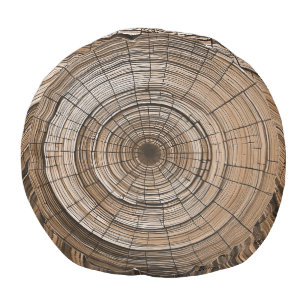 Earthy Tree Ring Pouf 