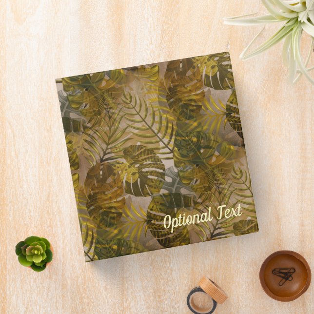 Earthy Tropical Leaves Pattern 3 Ring Binder (In Situ)
