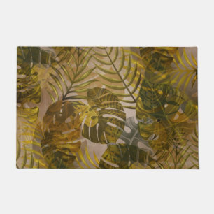 Earthy Tropical Leaves Pattern  Doormat
