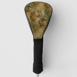 Earthy Tropical Leaves Pattern Golf Head Cover