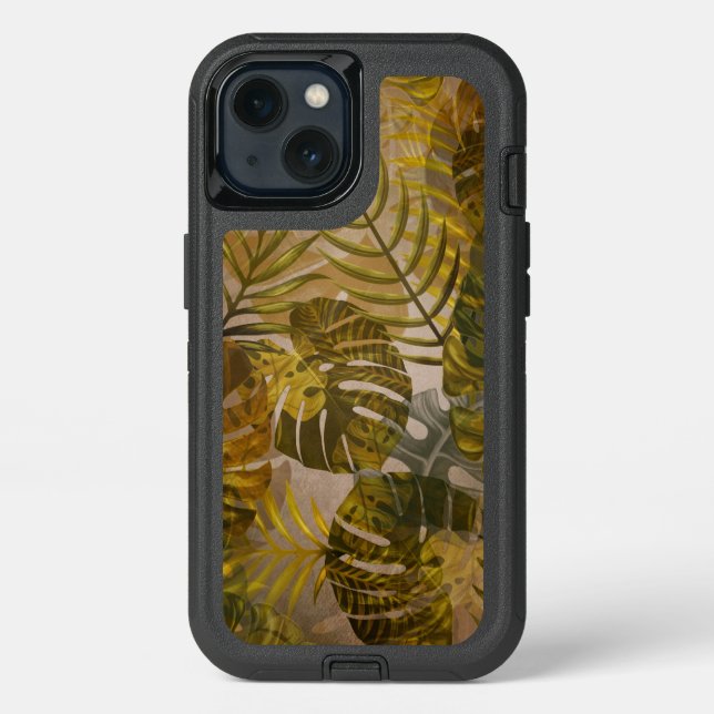 Earthy Tropical Leaves Pattern  Otterbox iPhone Case (Back)