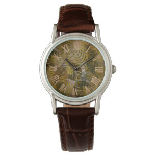Earthy Tropical Leaves Pattern Women's Watch