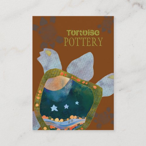 Earthy Unique Sedona Turtle Pottery Business Card