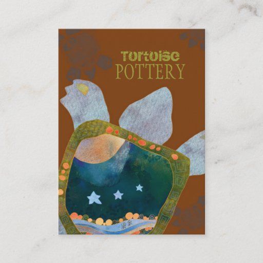 Customizable Earthy Unique Sedona Turtle Pottery Business Cards