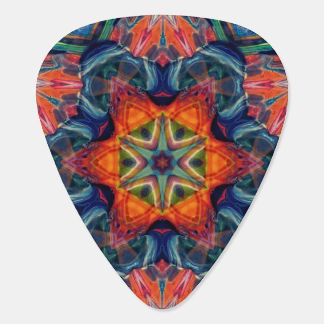 Earthy Warm Energy Kaleidoscope Gradient Guitar Pick (Back)