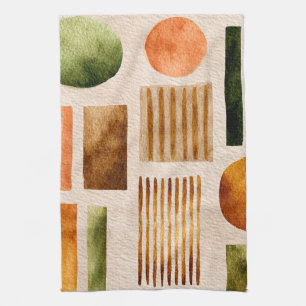 Earthy Watercolor Abstract Pattern - Boho Organic Kitchen Towel
