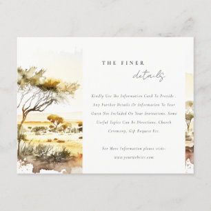 Earthy Watercolor African Landscape Wedding Detail Enclosure Card