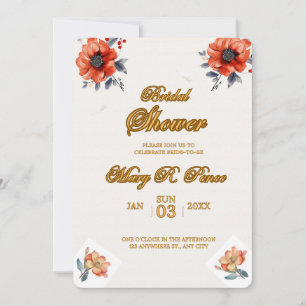 Earthy Watercolor Floral Bridal Shower Wedding Invitation