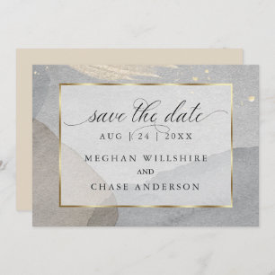 Earthy Watercolor Splash on Granite Stone Invitation