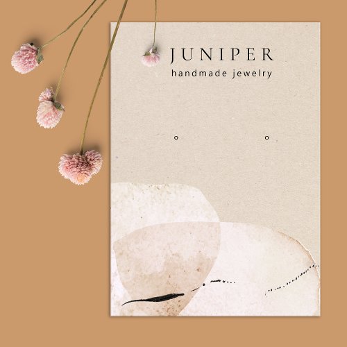 Earthy Watercolor Stones Kraft Earring  Display Business Card