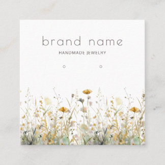 Earthy Watercolor Wildflowers Earring Display Card