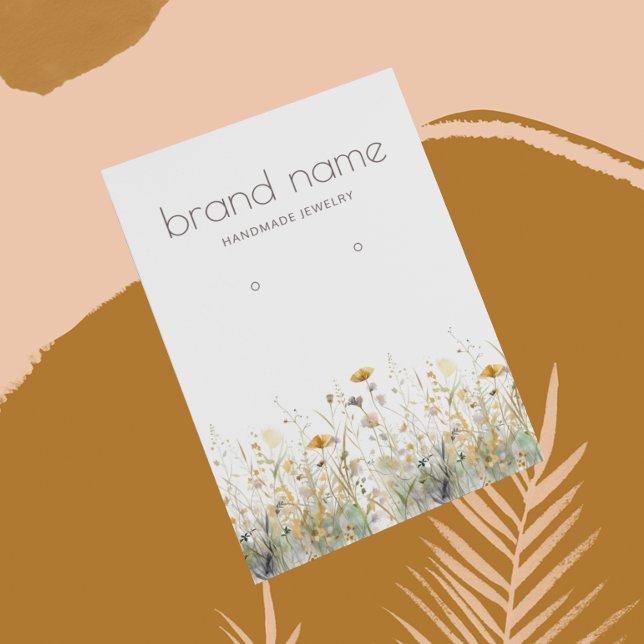 Earthy Watercolor Wildflowers Earring Display Card (Creator Uploaded)