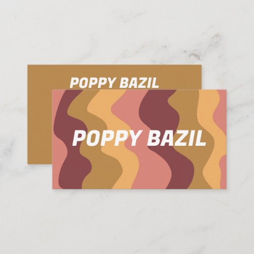 Earthy Wavy Stripes Minimalist Bold Pink Gold  Business Card