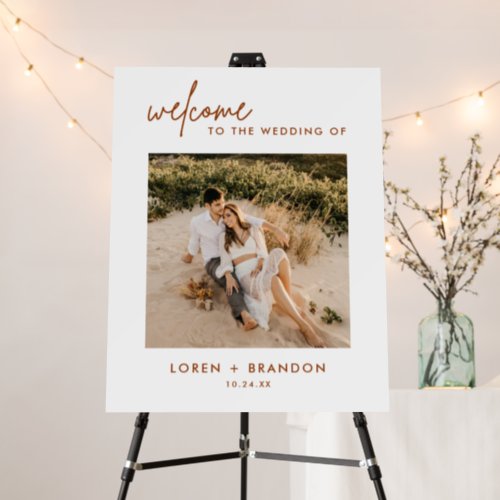 Earthy Welcome To the Wedding Square Photo Sign