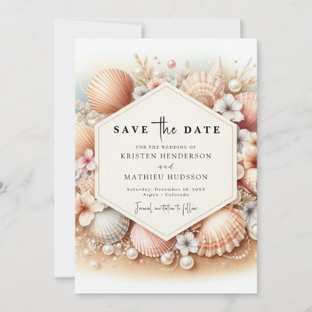 Earthy Whimsical Beach Wedding Save The Date (Front)