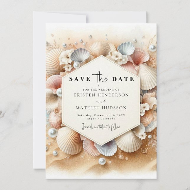 Earthy Whimsical Beach Wedding Save The Date (Front)