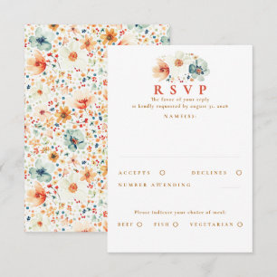 Earthy Wildflower Wedding RSVP Card