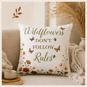 Earthy Wildflowers Don't Follow Rules Double-sided Throw Pillow