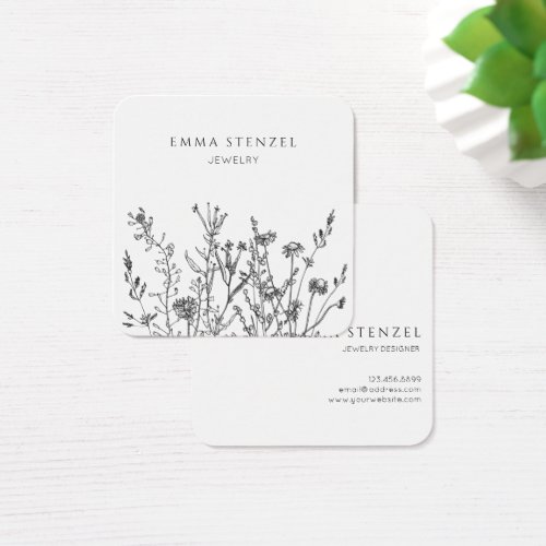 Earthy Wildflowers Floral Square Business Card