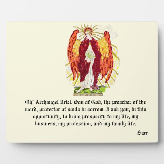 Easel With Canvas  : Archangel Uriel Plaque (Front)