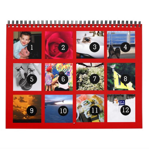 Easily 1 to 12 Your Own Red 2024 Calendar