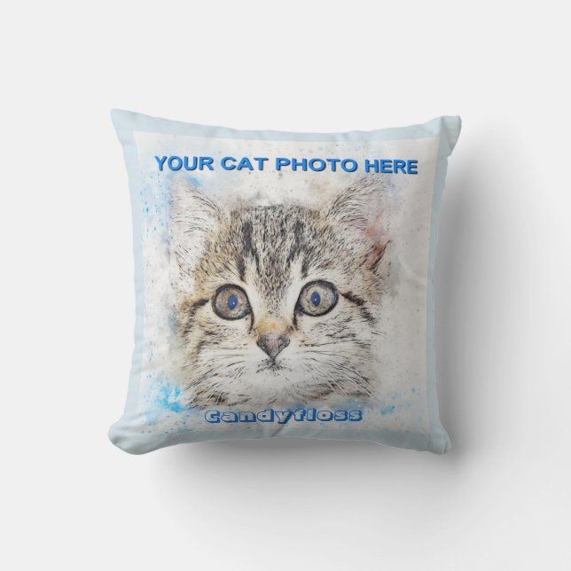Easily Add A Photo Of Your Cat Throw Pillow (Front)