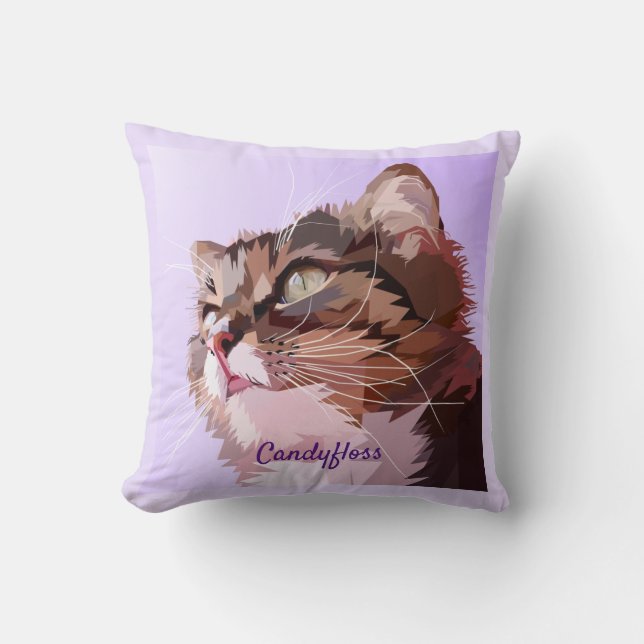 Easily Add Your Cat Photo Throw Pillow (Front)