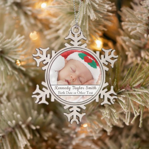 Easily Create Your Own Add Photo Art Logo Custom Snowflake Pewter Christmas Ornament