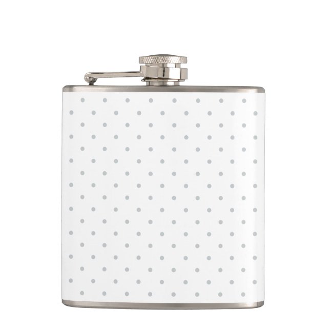 Easily Customize Color from Grey Mini Polka Dots Flask (Front)
