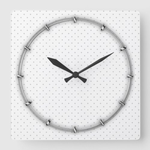 Easily Customize Color from Grey Mini Polka Dots Square Wall Clock