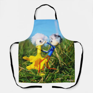 Easily dancing actively Fubby puppetets couple v. Apron