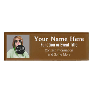 Easily Design Your Own Brown Photo Logo name tag