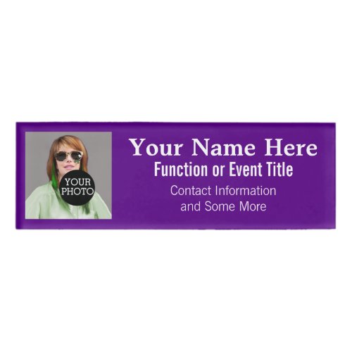 Easily Design Your Own Purple Photo Logo name tag