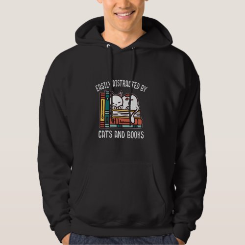 Easily Distracted Books Cat Book Hoodie