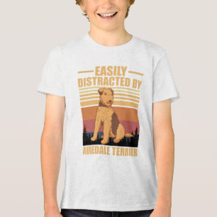 Easily Distracted By airedale terrier Dog Lover  Tri-Blend Shirt