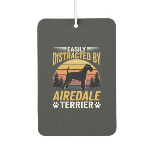 Easily Distracted by Airedale Terrier Retro Dog Air Freshener