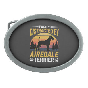 Easily Distracted by Airedale Terrier Retro Dog Belt Buckle